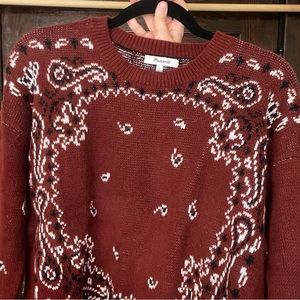 Rust bandana patterned Madewell sweater, size S